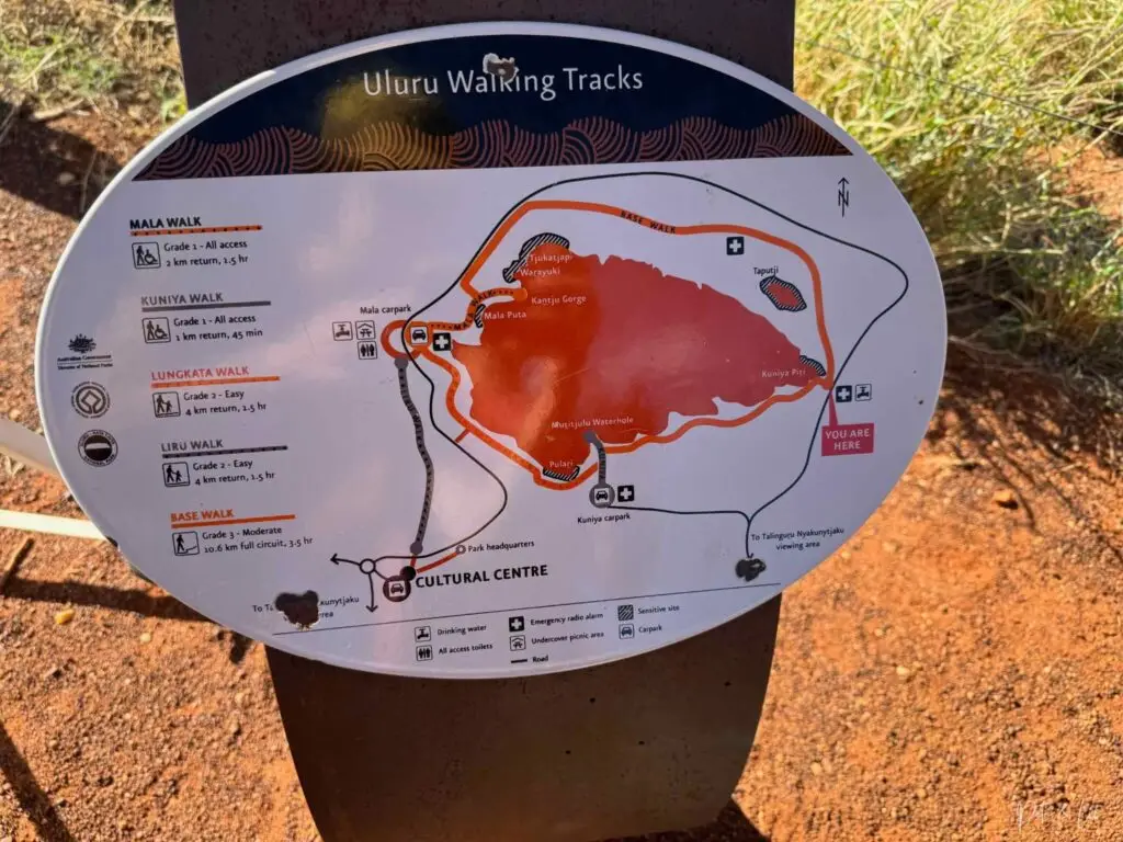 Carte du sentier du tour d’Uluru